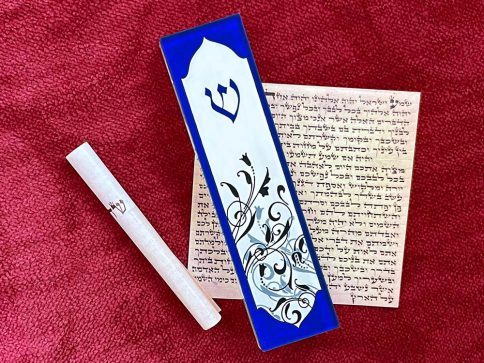 Blue Vines Mezuzah