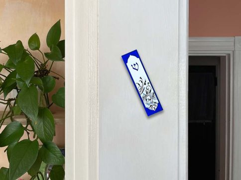 Blue Vines Mezuzah