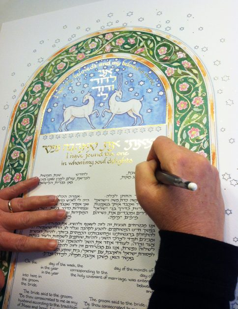 Deer Ketubah Calligraphy Personalization by Mickie Caspi