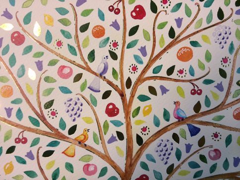 07-2 Tree of Life Ketubah by Mickie Caspi, Tree Detail