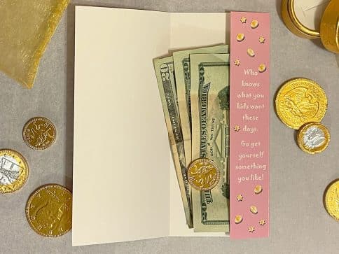 HK848 Hanukkah Fun Pink Illuminated Art Money Holder Card by Mickie Caspi