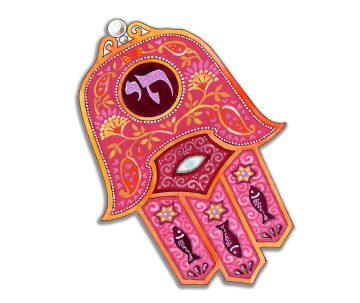 Hamsa Red Chai Car Mezuzah