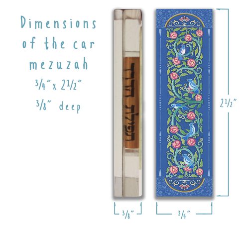 Blue Birds Car Mezuzah