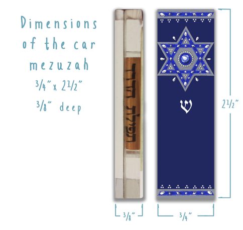Royal Blue Star Car Mezuzah