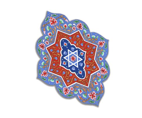 Blue Arabesque Car Mezuzah