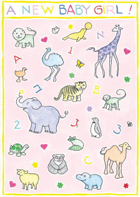 bg38 animals baby girl gift tag by Mickie Caspi