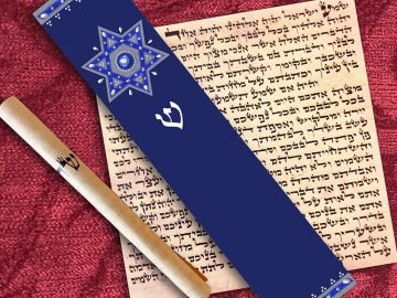 Royal Blue Star Mezuzah