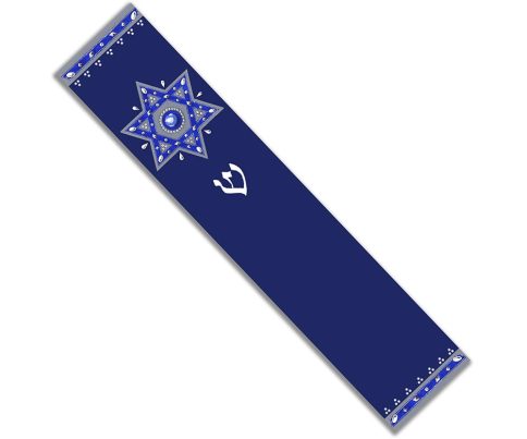 Royal Blue Star Mezuzah