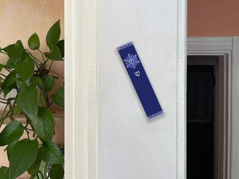 Royal Blue Star Mezuzah