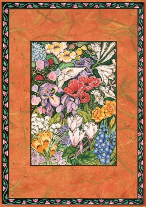 A430 Flowers Jewish Greeting Card by Mickie Caspi