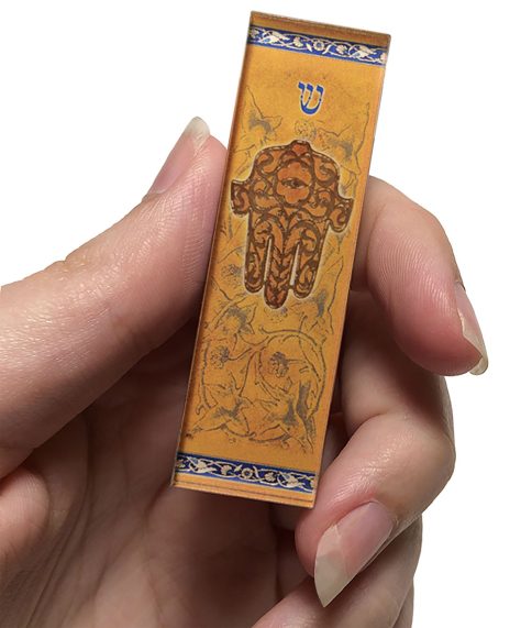 Ochre Hamsa Car Mezuzah