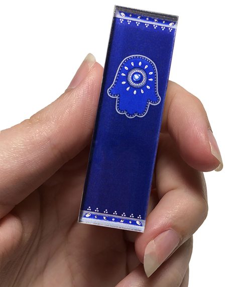 Royal Blue Hamsa Car Mezuzah