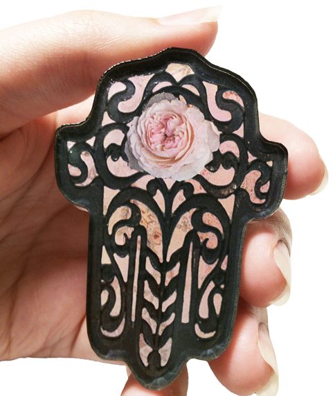 Rose Hamsa Car Mezuzah