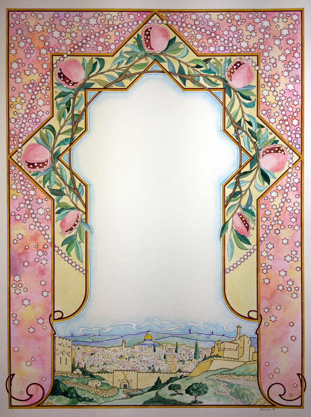 Jerusalem Dawn Original Ketubah by Mickie Caspi