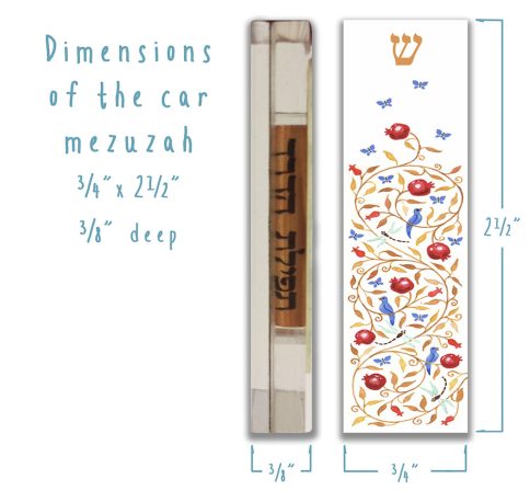 Pomegranates Butterfly Car Mezuzah