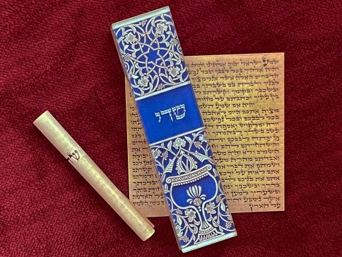 Blue Goblet Mezuzah