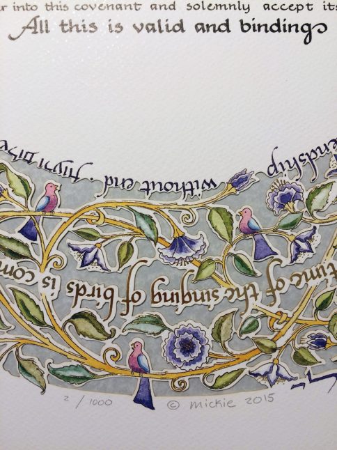 15-1 Song of Love Papercut Ketubah Gray by Mickie Caspi