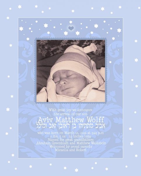 Baby Boy Starry Night Wisteria Baby Wall Art G-BB-13d by Mickie Caspi