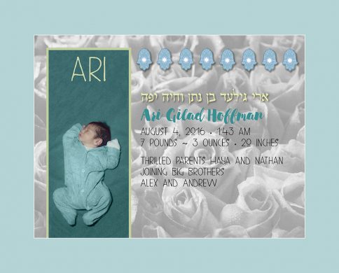Baby Boy Bed of Roses Seafoam Baby Wall Art G-BB-14b by Mickie Caspi