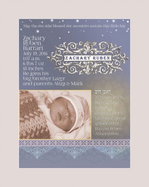 Baby Boy New Age Baby Wall Art G-BB-7c Gray by Mickie Caspi
