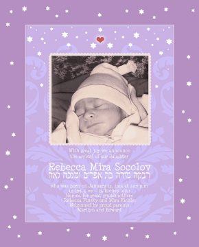 Baby Girl Starry Night Violet Baby Wall Art G-BG-13a by Mickie Caspi