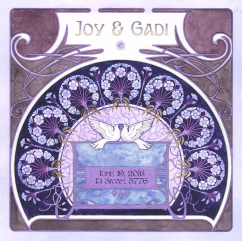 Lovers Gift LG-4c Nouveau Fan Blue by Mickie Caspi