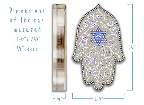 Gray Hamsa Car Mezuzah Travelers Prayer