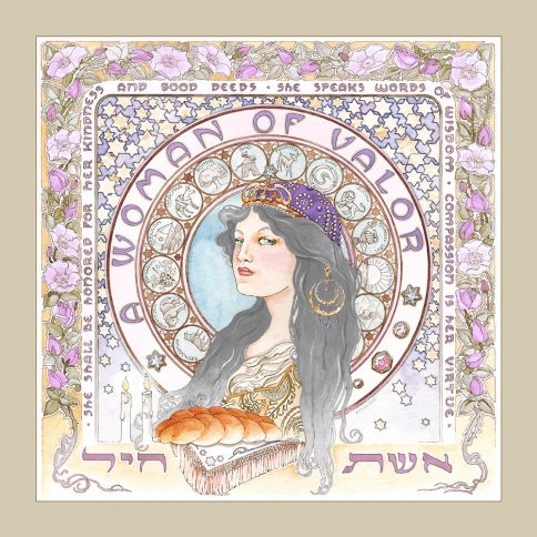 Eshet Chayil Art Nouveau Wall Art GREY VIOLET