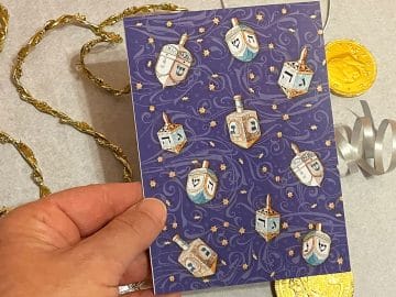 HK3029 Dreidels Hanukkah Greetings Package Cards by Mickie Caspi