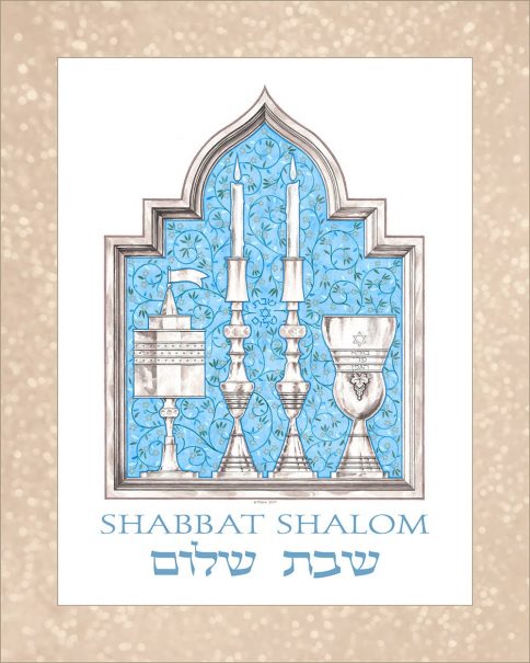 GA-2a Shabbat Shalom Wall Art BLUE