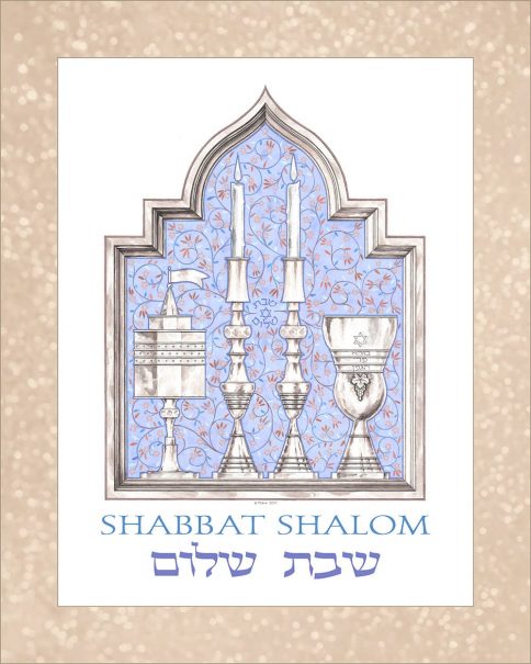 GA-2b Shabbat Shalom Wall Art LAVENDER