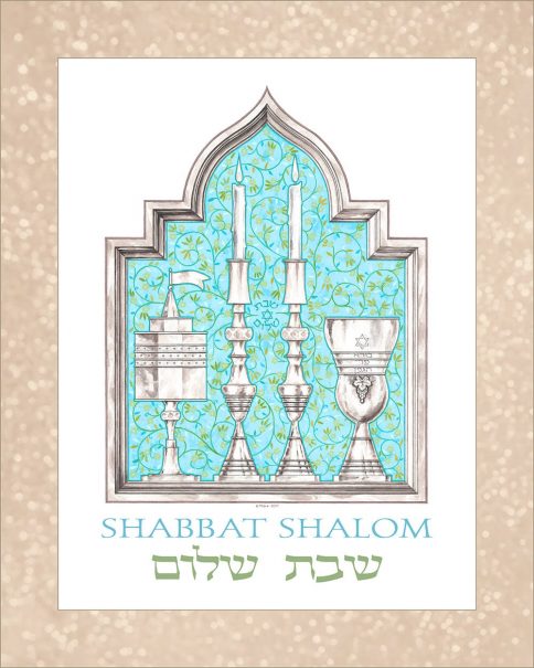 GA-2c Shabbat Shalom Wall Art AQUA