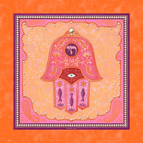 GA-3a Hamsa Wall Art ORANGE