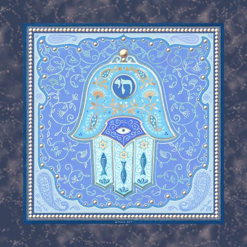 GA-3d Hamsa Wall Art BLUE