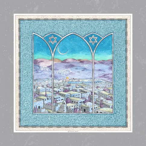 Jerusalem Wall Art AQUA