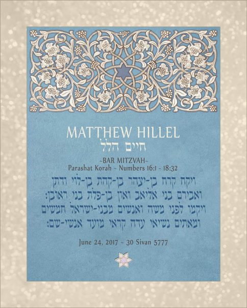 Personalized Bar Mitzvah Parasha Certificate