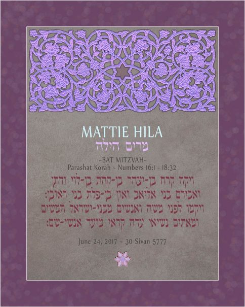 Personalized Bat Mitzvah Parasha Certificate