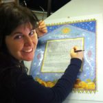 Hand Calligraphy on Lithograph Ketubah by Mickie