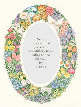 Oval Floral Original Ketubah by Mickie Caspi