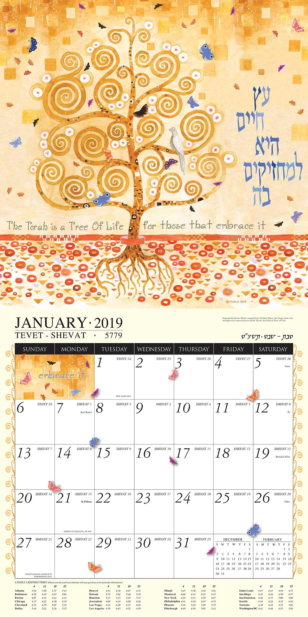 Jewish Art Calendar 2019 by Mickie Caspi Cards & Art