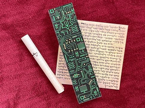 Circuit Board Mezuzah by Mickie Caspi