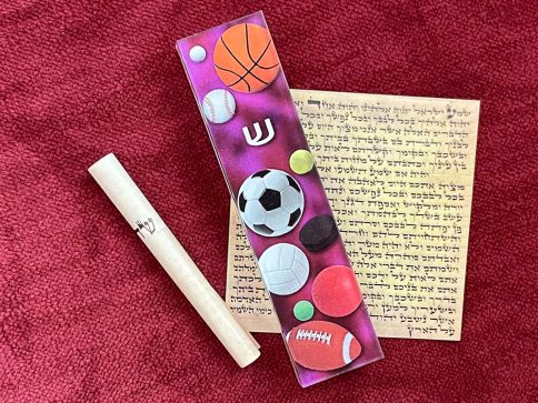 Purple Sports Mezuzah