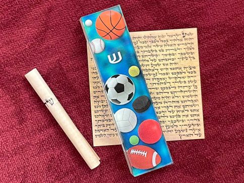 Blue Sports Mezuzah