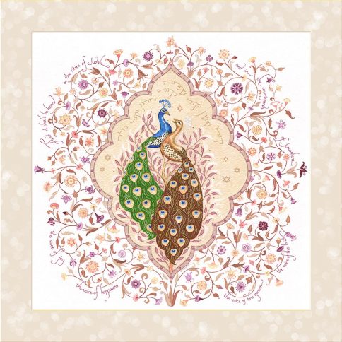 Peacocks Love Fine Art Print Wall Art IVORY