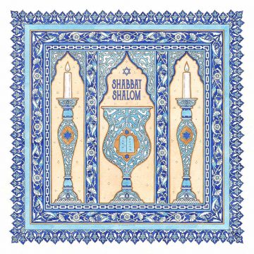 Shabbat Shalom Shabbat Candles Wall Art Fine Art Print ULTRAMARINE