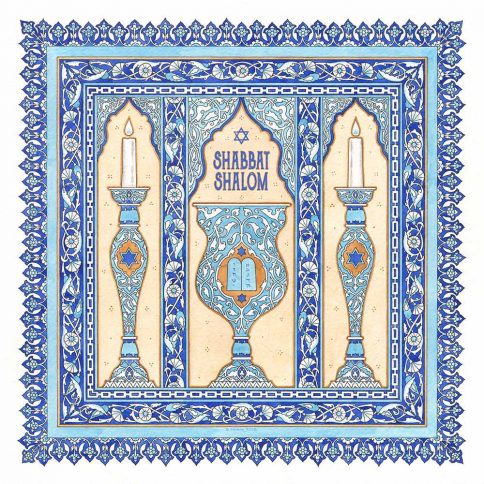 Shabbat Shalom Shabbat Candles Wall Art Fine Art Print ULTRAMARINE