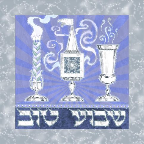 Shavua Tov Wall Art by Mickie Caspi BLUE