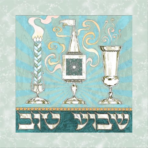 Shavua Tov Wall Art by Mickie Caspi AQUA