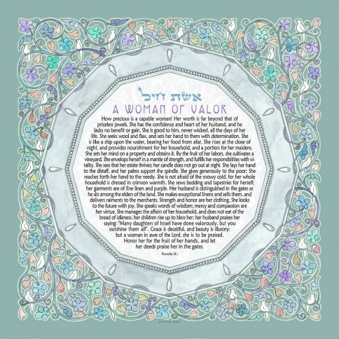 Woman of Valor Figs Fine Art Print by Mickie Caspi TURQUOISE