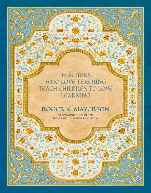 Educator Graduation Florentine by Mickie Caspi SAPPHIRE